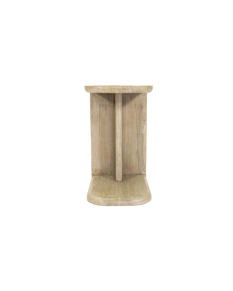 Homestead C-Shaped Side Table in Light Driftwood, front view