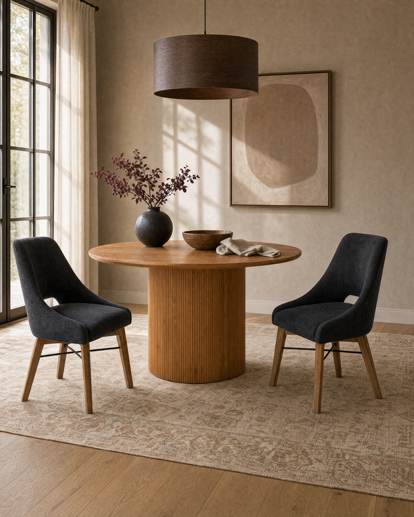 Homestead Chair in Graphite Grey / Warm Pecan, styled in a dining room, view 2