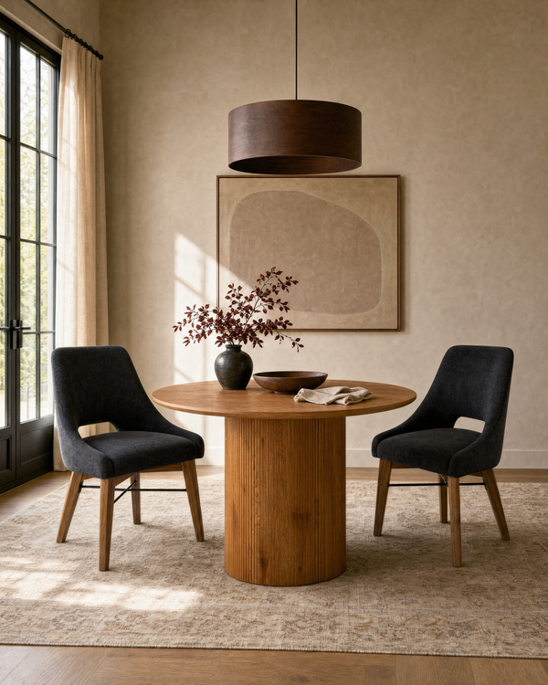 Homestead Chair in Graphite Grey / Warm Pecan, styled in a dining room