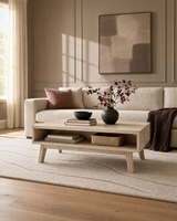 Homestead Coffee Table in Light Driftwood, styled in a living room, view 2
