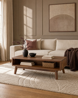 Homestead Coffee Table in Warm Pecan, styled in a living room, view 2
