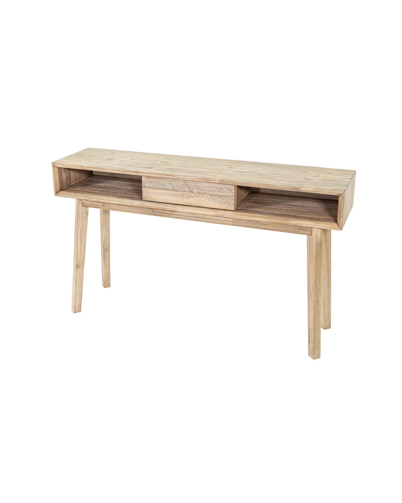 Homestead Console in Light Driftwood, three-quarter view