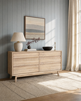 Homestead Dresser in Light Driftwood, styled in a bedroom