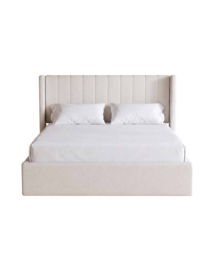 Jenny Lift Up Storage Bed cream linen feature