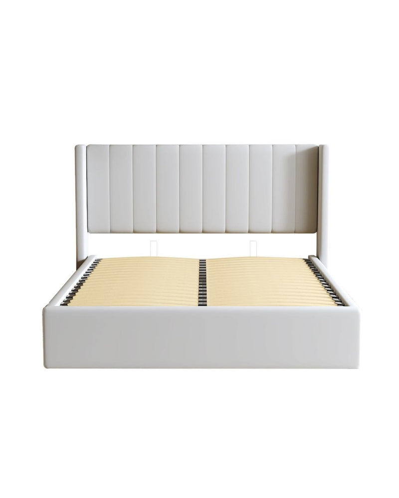 Jenny Lift Up Storage Bed light-grey-velvet open