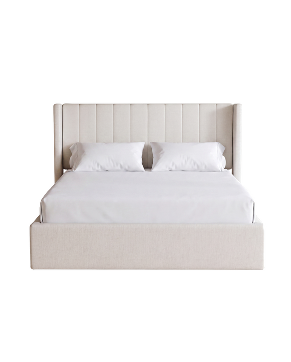 Jenny Lift Up Storage Bed cream linen front