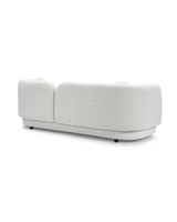 Juniper Sofa in Meringue Bouclé, back view showing the finished reverse