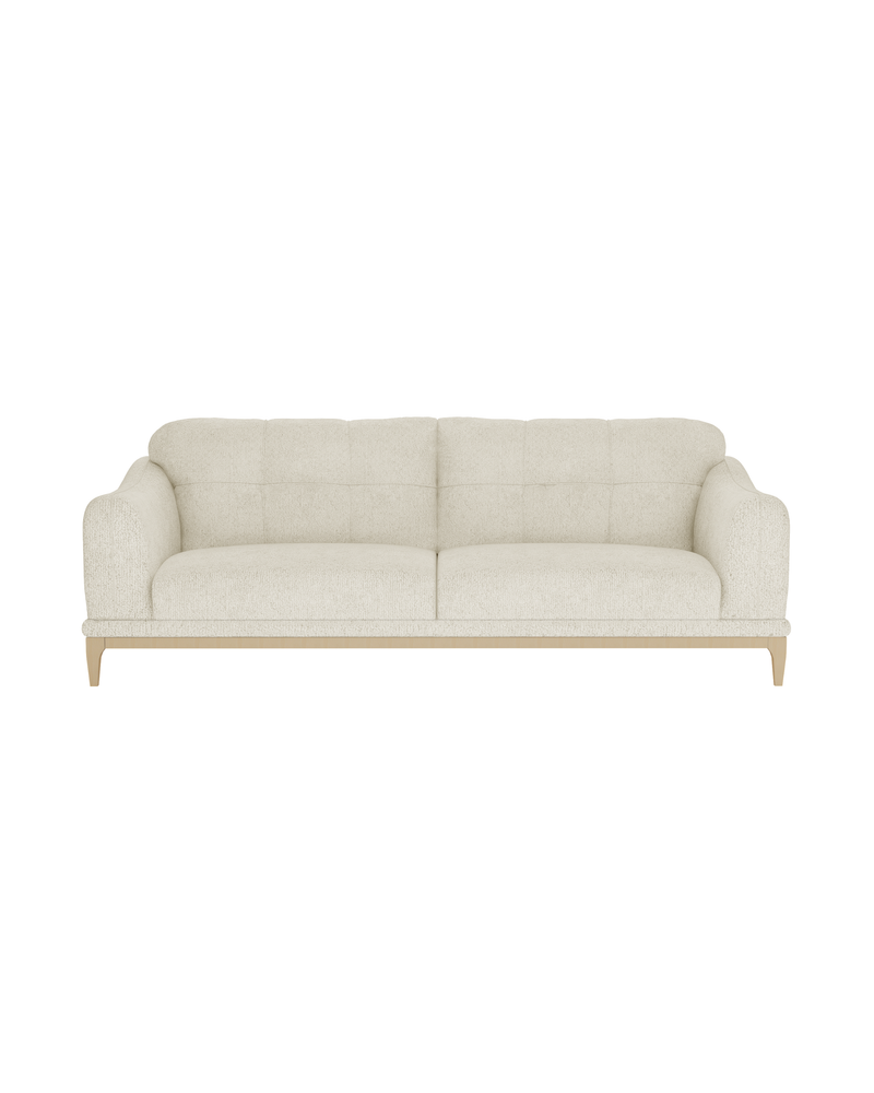 Aykah upholstered Juno Sofa, front view with grid-tufted back
