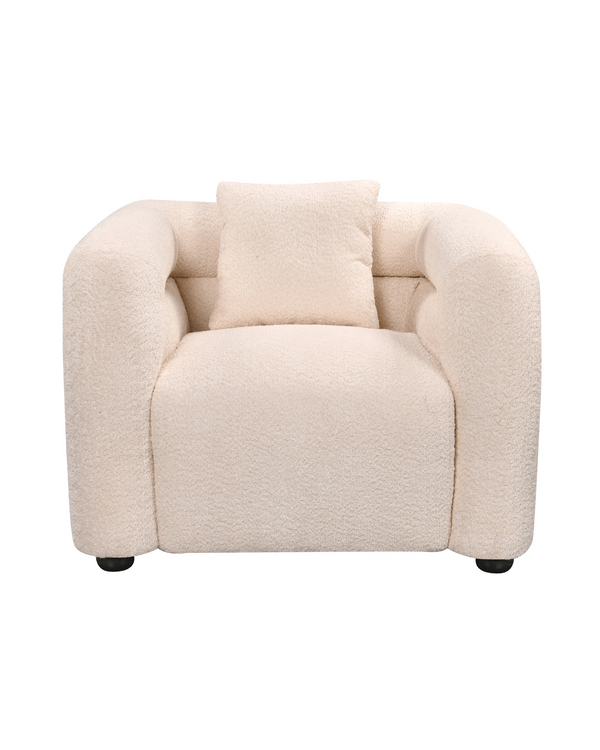 Aykah velvet-feel Lillian Armchair in Vanilla Soufflé, front view