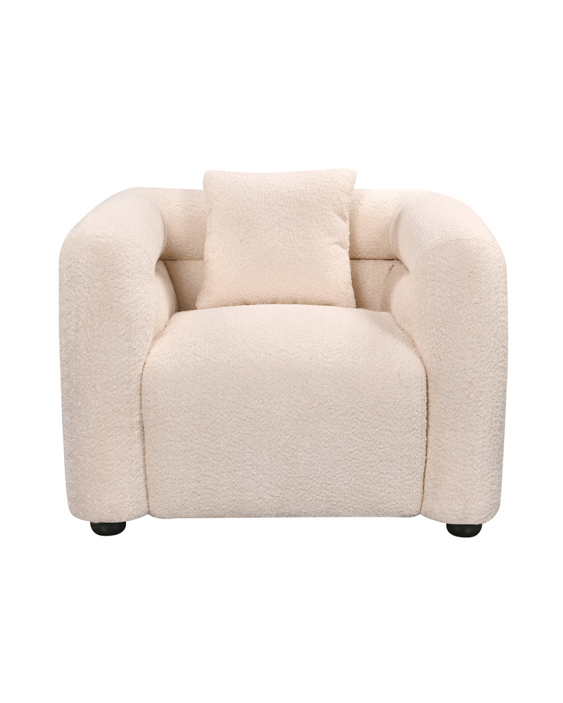 Aykah velvet-feel Lillian Armchair in Vanilla Soufflé, front view