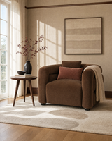 Lillian Armchair in Warm Espresso, styled in a living room, view 2