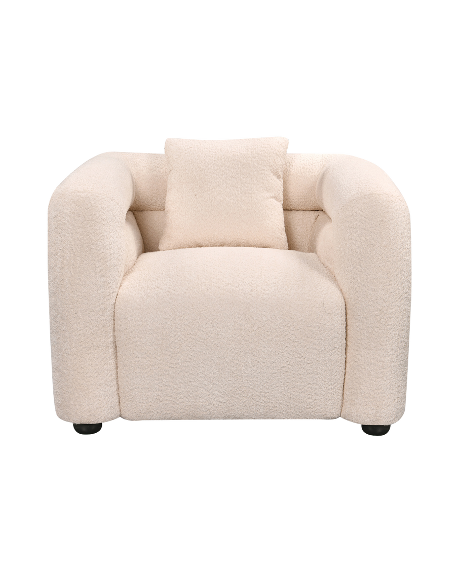 Aykah velvet-feel Lillian Armchair in Vanilla Soufflé, front view