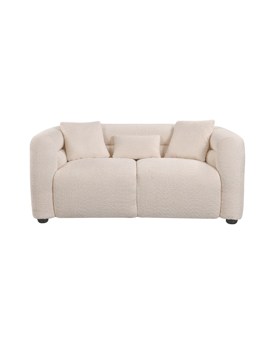 Aykah velvet-feel Lillian Loveseat in Vanilla Soufflé, front view