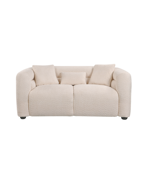 Aykah velvet-feel Lillian Loveseat in Vanilla Soufflé, front view