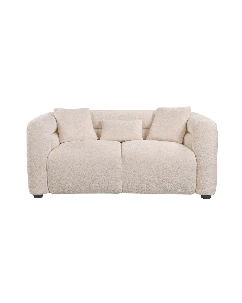 Aykah velvet-feel Lillian Loveseat in Vanilla Soufflé, front view