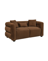 Aykah velvet-feel Lillian Loveseat in Warm Espresso, three-quarter view