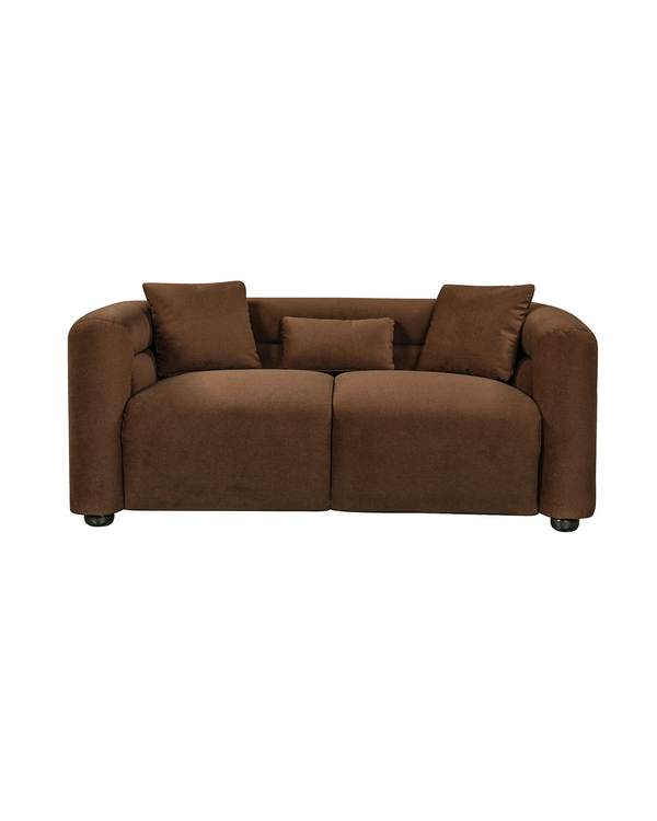 Aykah velvet-feel Lillian Loveseat in Warm Espresso, front view