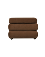 Aykah velvet-feel Lillian Loveseat in Warm Espresso, side profile showing depth