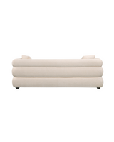 Aykah velvet-feel Lillian Sofa in Vanilla Soufflé, rear view showing the frame and seams