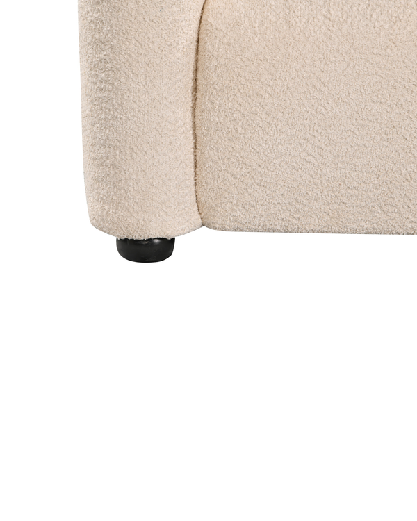 Aykah velvet-feel Lillian Sofa in Vanilla Soufflé, close-up of the base and feet