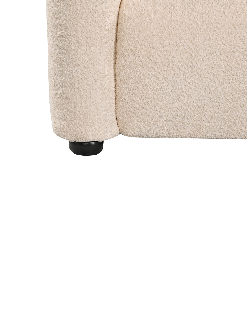 Aykah velvet-feel Lillian Sofa in Vanilla Soufflé, close-up of the base and feet