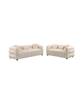 Aykah velvet-feel Lillian Sofa in Vanilla Soufflé, close-up of the fabric texture