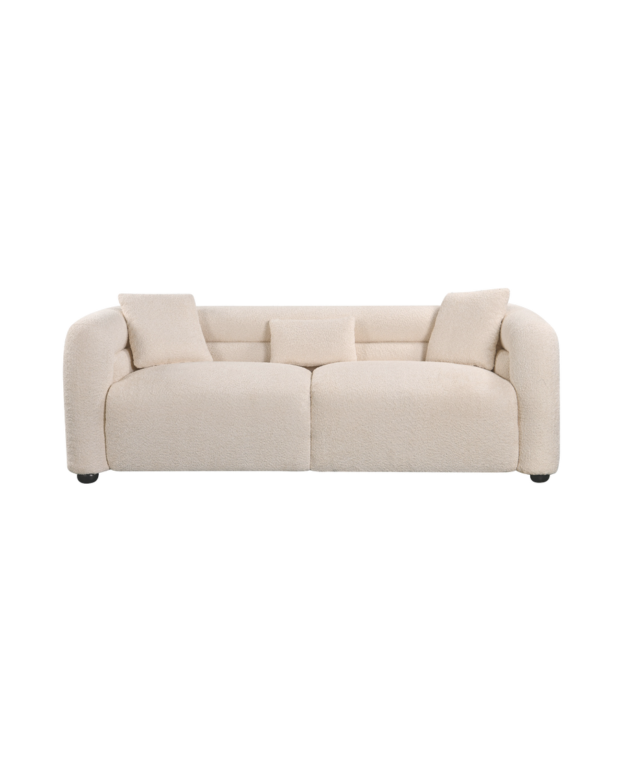 Aykah velvet-feel Lillian Sofa in Vanilla Soufflé, front view
