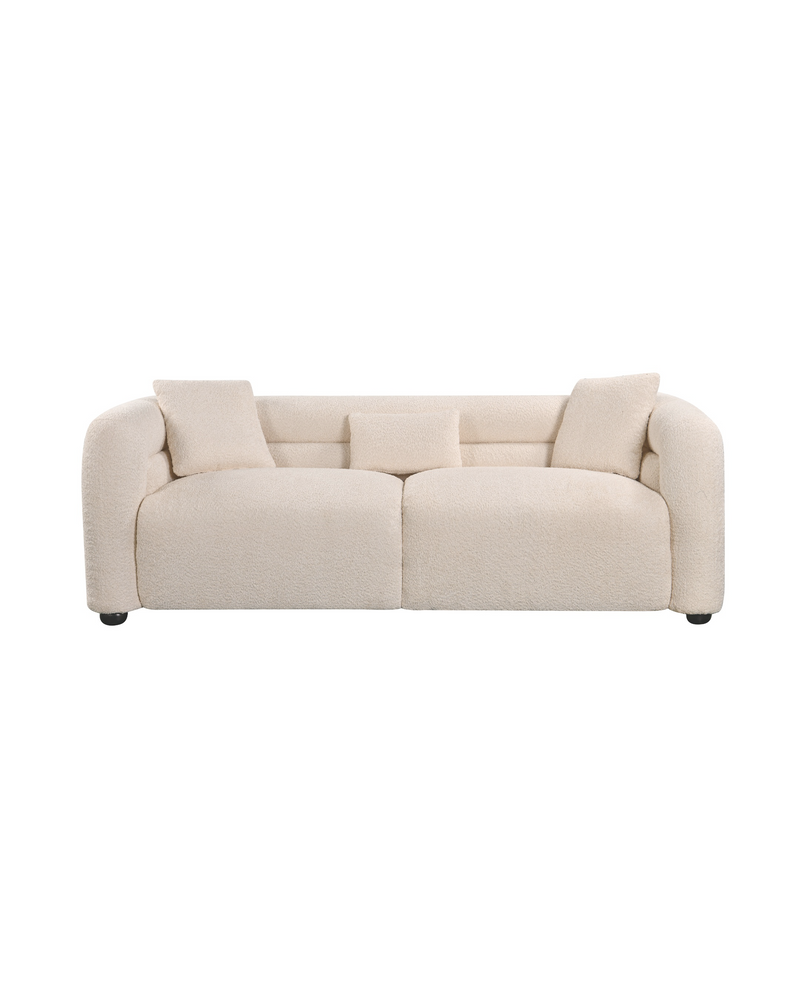 Aykah velvet-feel Lillian Sofa in Vanilla Soufflé, front view