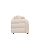 Aykah velvet-feel Lillian Sofa in Vanilla Soufflé, side profile, second angle