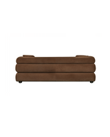 Aykah velvet-feel Lillian Sofa in Warm Espresso, rear view showing the frame and seams
