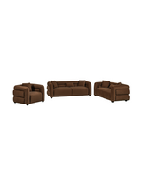 Aykah velvet-feel Lillian Sofa in Warm Espresso, close-up of the seam and stitching