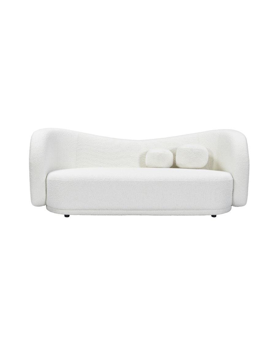 Aykah bouclé Louise Sofa in Antique Ivory, front view