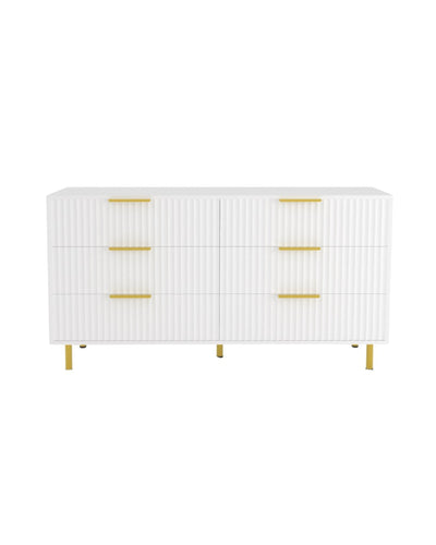 Aykah Luna Dresser in Chantilly, front view with vertical fluted fronts