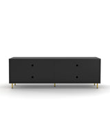 Luna Media Unit in Black, side profile showing the fluted doors