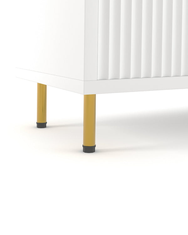 Close-up of the fluted doors on the Luna Media Unit in Chantilly