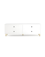 Luna Media Unit in Chantilly, side profile showing the fluted doors