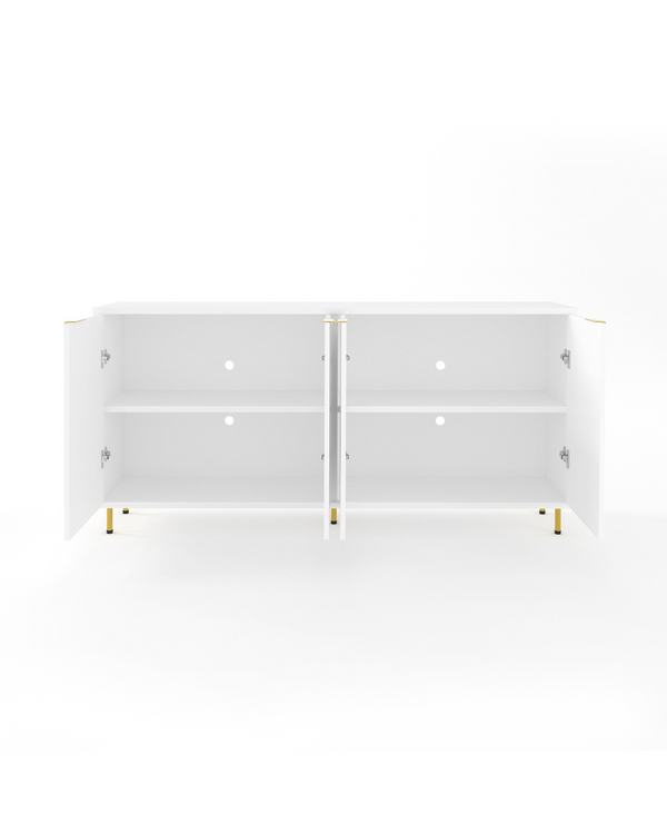 Luna Sideboard in Chantilly, side profile showing the fluted doors