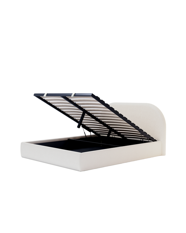 Lunel Lift Up Storage Bed cream-marshmallow open