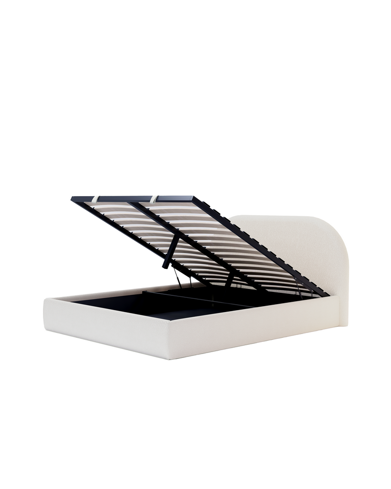 Lunel Lift Up Storage Bed cream-marshmallow open