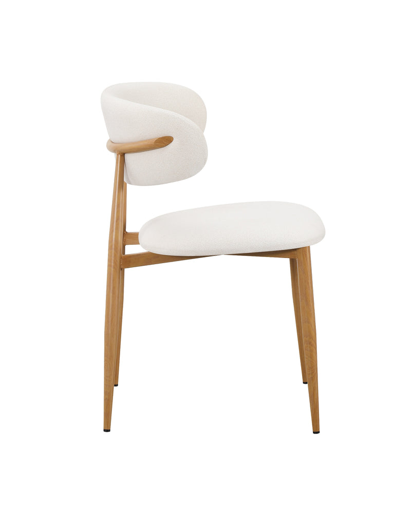 Mabel Dining Chair in Almond Cream with Oak, side view