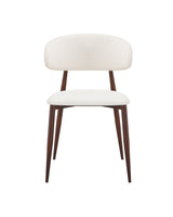 Mabel Dining Chair in Almond Cream with Walnut, front view