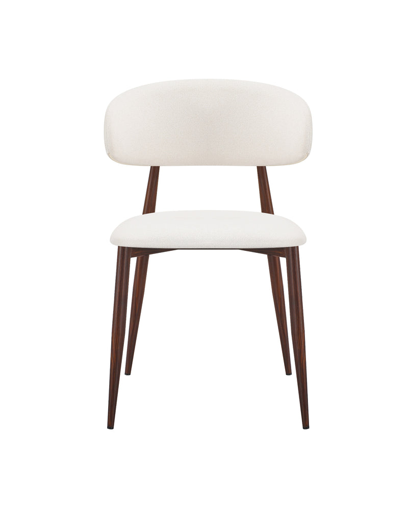 Mabel Dining Chair in Almond Cream with Walnut, front view