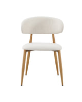Bouclé Mabel Dining Chair with Oak-finish metal legs, front view
