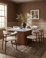 Mabel Dining Chair in Almond Cream with Walnut, styled in a dining room, view 4