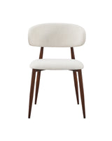 Aykah Bouclé Mabel Dining Chair with Walnut-finish metal legs, front view