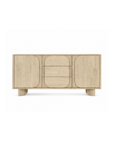 Aykah acacia Mariela Sideboard, front view with soft-close doors