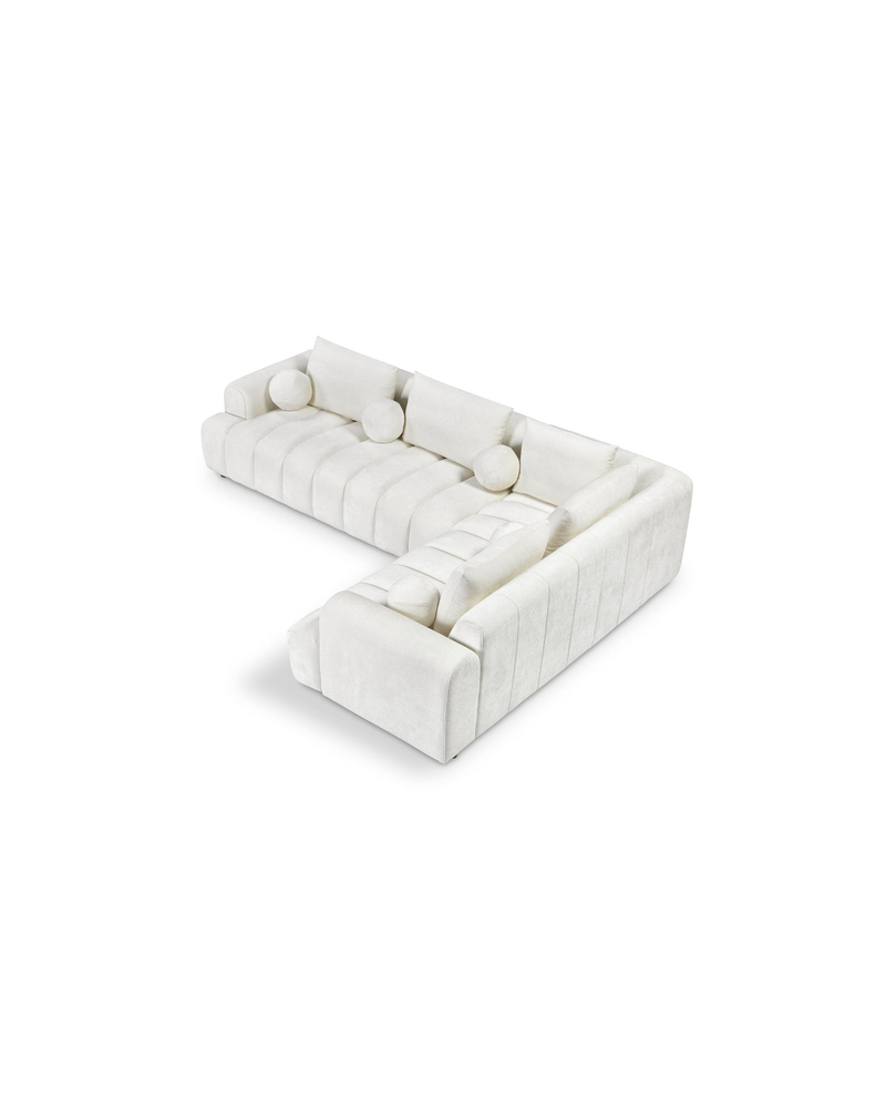 Bouclé Mellow Sectional in Cream Puff, right facing, seen from above