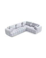 Bouclé Mellow Sectional in Silver Mist, right facing, side profile showing frame depth