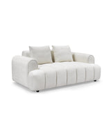 Bouclé Mellow Sofa, three-quarter view showing seat depth, view 3