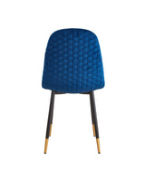 Mink Velvet Dining Chair in Blue, back view showing the finished reverse